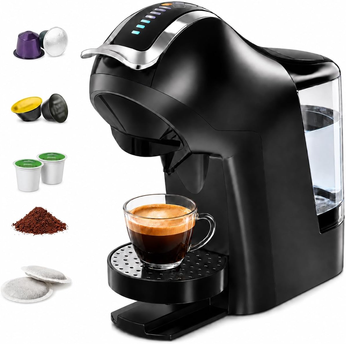 5 in 1 Coffee Maker, Single Serve Coffee Machine Compatible with K Cup, Original, Dolce Gusto, ESE 44mm Pods and Ground Coffee, Touchscreen 7 Cup Sizes,