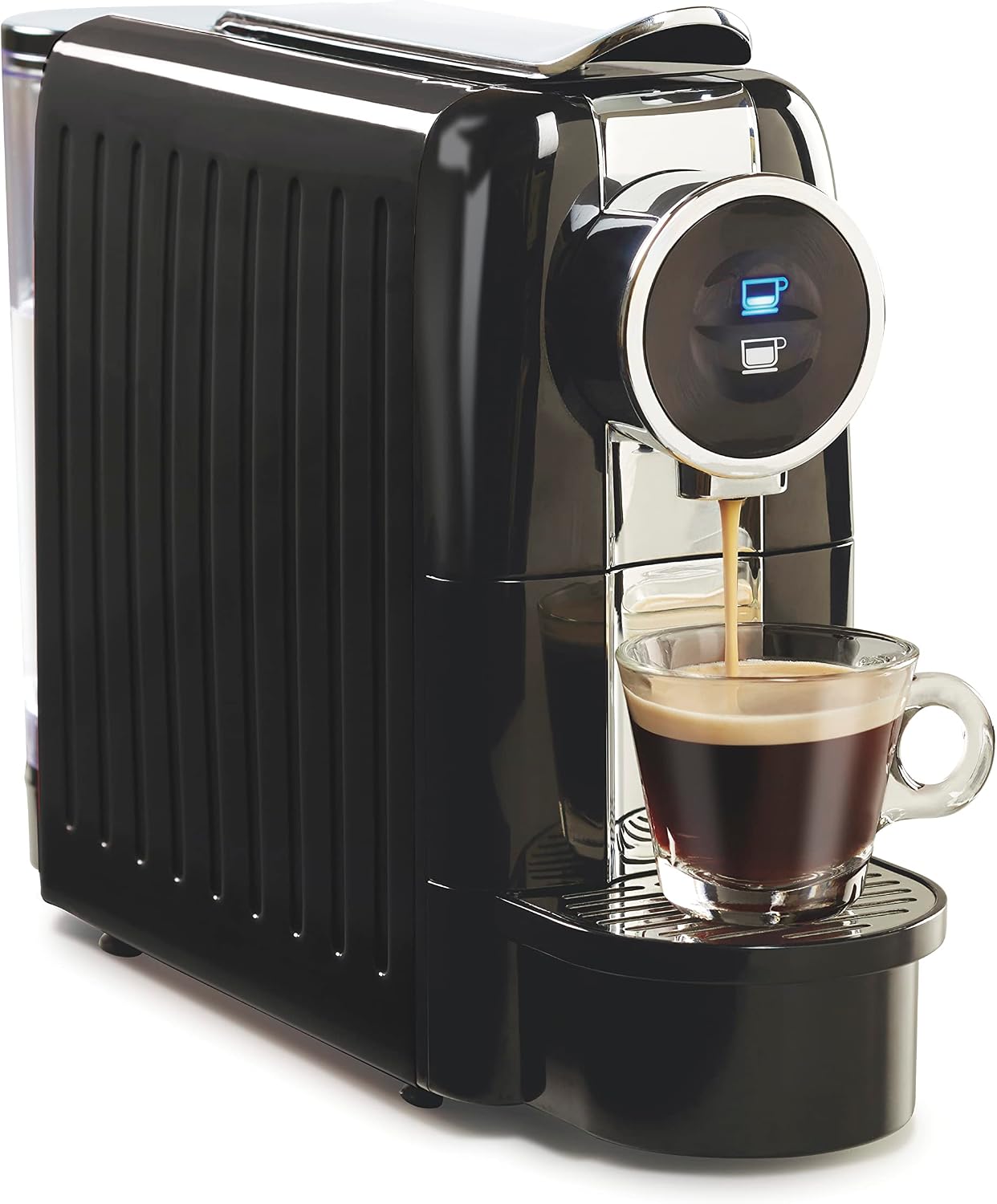 Espresso Machine, Compatible with Pods, Single Serve Coffee Maker, Powerful Italian 19 Bar Pump, 22 oz. Water Reservoir, Custom Cup Size, Holds 13 Capsules, Black (40726)